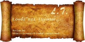Lovászi Tivadar névjegykártya